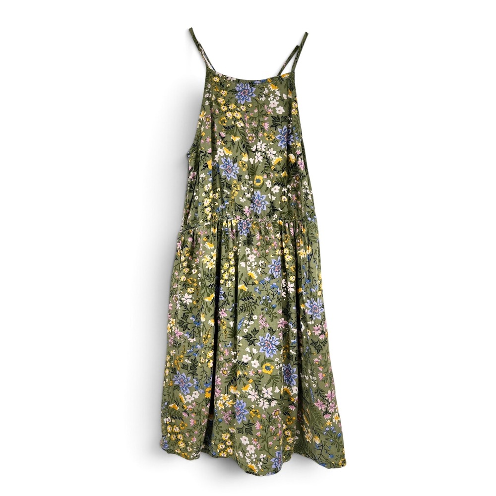 Old Navy Girls Olive Green Floral Halter Maxi Dress Vacation Beach Size 6